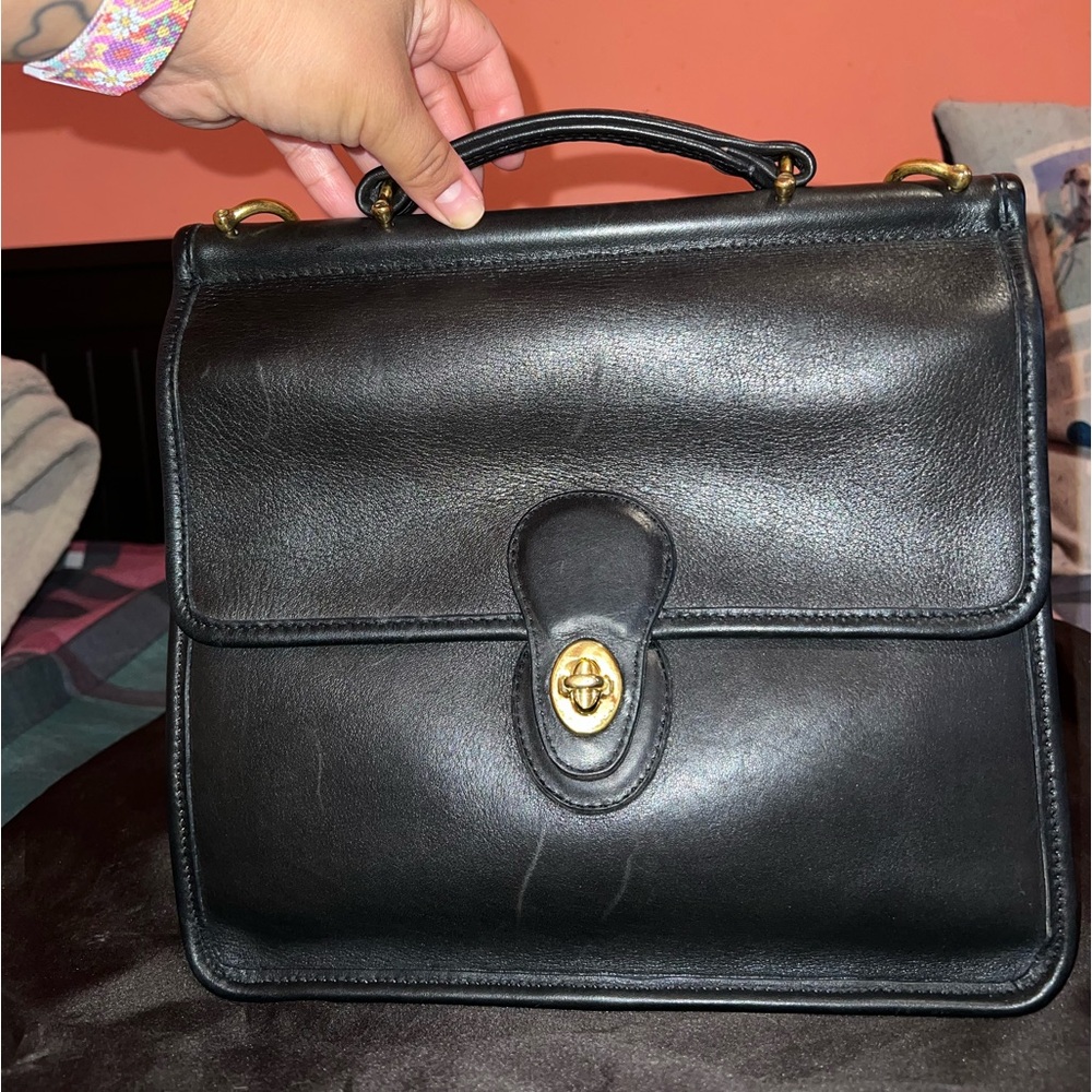 Vintage Coach Willis Black Leather Crossbody Bag